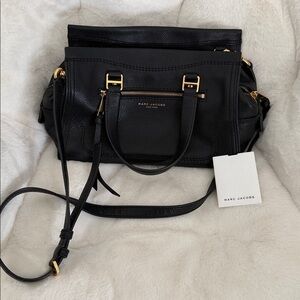Marc Jacobs Black Leather Handbag with Gold Accents